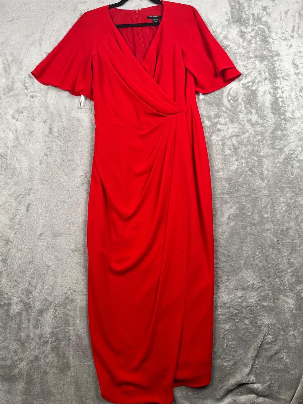NEW Maggy London 6 Flutter Sleeve Faux Wrap Dress Red